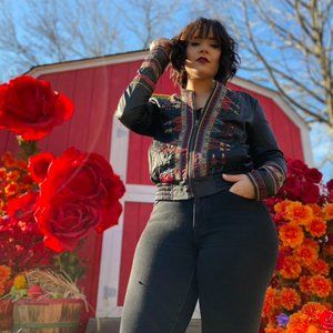 Free People embroidered vegan leather jacket